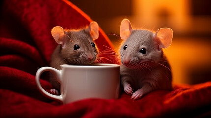 Poster - Mouse and Rat with Hot Chocolate