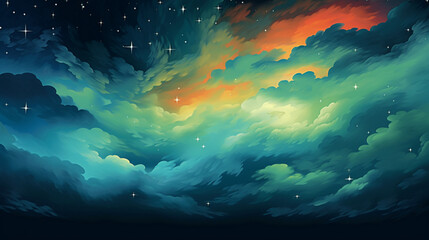 Wall Mural - Aurora Lights Behind Clouds