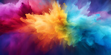 Bubbles Of Multicolored Neon Smoke Ink An Explosion A Burst Of Holi Paint Abstract Psychedelic Black Dark Background