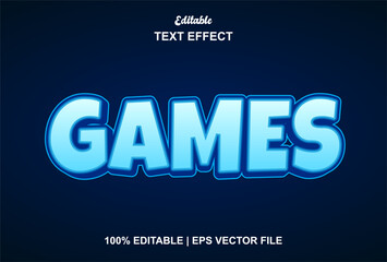 Wall Mural - games text effect with blue color graphic style editable.