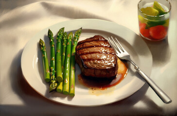 Wall Mural - beef steak with vegetables