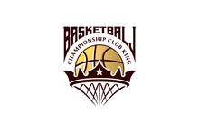 Basketball Club Logo Template. Basketball King Sport Badge Emblem Vector Illustration