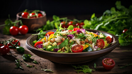 Canvas Print - Tomato Salad with Rustic Background