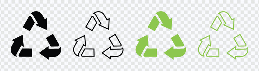 Poster - Recycling vector icons. Recycle symbols isolated on transparent background, vector