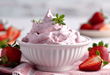 Wall Mural - cream with strawberry