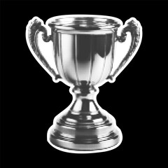Poster - Halftone winner goblet. Collage design element in trendy magazine style. Vector illustration with vintage cutout shape.