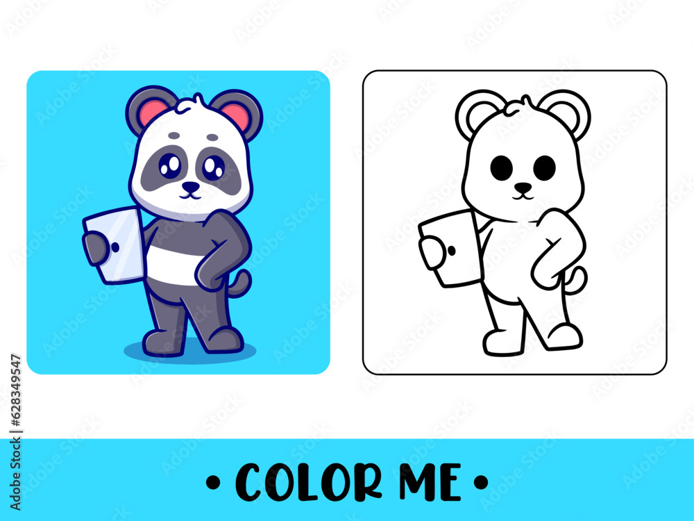 Vector coloring book for children a cute panda. Vector coloring ...