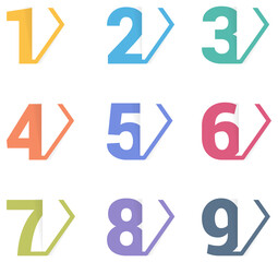 Sticker - Set of nine numbers with arrows