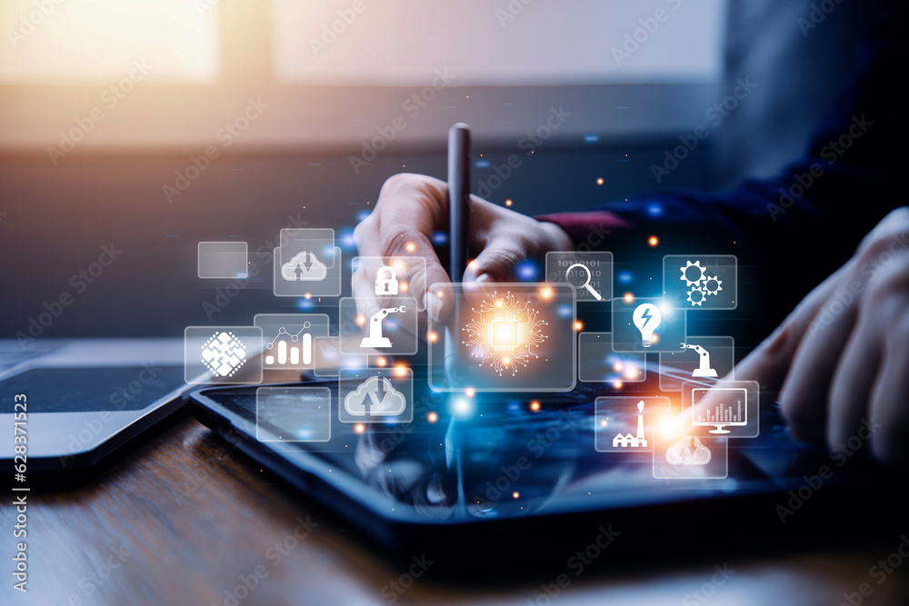 Big data analytics and business intelligence concept with chart and ...