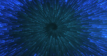 Abstract Blue Energy Magical Glowing Spiral Swirl Tunnel Particle Background With Bokeh Effect