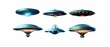 assorted alien flying saucers on white background