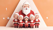santa claus with gifts pastel color all made by Paper Art with Xmas concept