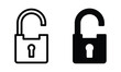 Unlock icon with outline and glyph style.