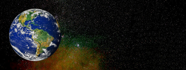 Wall Mural - planet earth on a colorful sky with stars and copyspace.elements of this image furnished by nasa