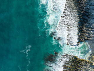 Canvas Print - Drone fly over the sea coastline