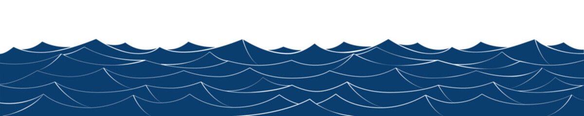 Sea waves pattern. Water wave abstract design. Blue ocean wave.