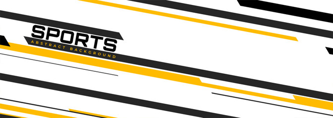 Aufkleber - White modern sports banner design with diagonal yellow and black lines. Abstract sports background. Vector illustration