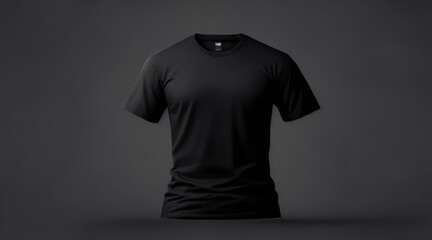 Wall Mural - Black t-shirt mockup isolated on gray background. Generative AI.