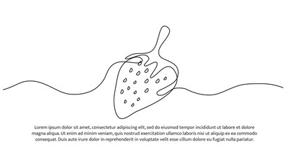 Strawberry one continuous line design. Fruits symbol design concept. Decorative elements drawn on a white background.