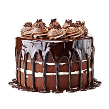 Chocolate Cake Isolated On Transparent Background Cutout