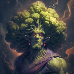 Wall Mural - Illustration of Monster Broccolli background