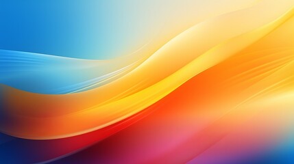 Wall Mural - a wave shaped gradient mesh illustration, modern abstract sharp blue, orange and yellow graphic element. Template for advertising brochure, poster, banner, flyer or postcard. Generative AI technology