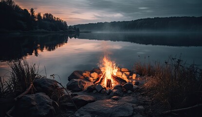 Sticker - campfire of the lake