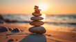 © Ahmad Soleh - Stones pyramid on sand symbolizing zen  harmony  balance
