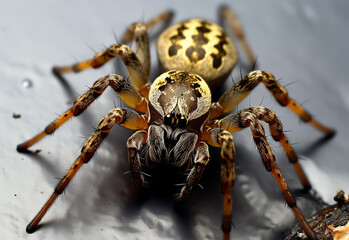 Carolina wolf spider - macro, extreme detail throughout, on  white background