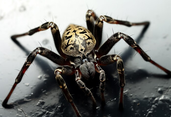 Carolina wolf spider - macro, extreme detail throughout, on  white background