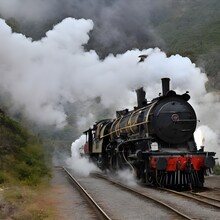 Steam Train In The Forest