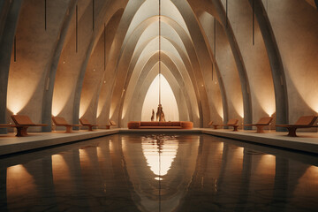 the acoustics of a church space, using sound recordings and spatial design to recreate the experience of being enveloped by the harmonious melodies and reverberations within a chur Generative AI