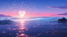 Romantic Symbol Of Hearts On The Beach