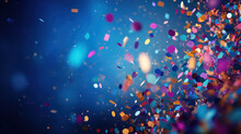 Celebration And Colorful Confetti Party. Blur Abstract Background