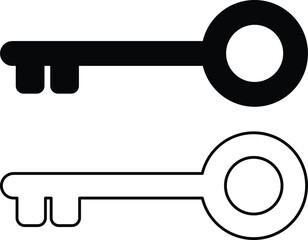 Poster - Key icon set in two styles . Key vector icon. Key symbol