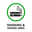 Allowed smoking sign, allowed vaping. Smoking area, vaping area Printable stickers. Vector. Isolated on white background.