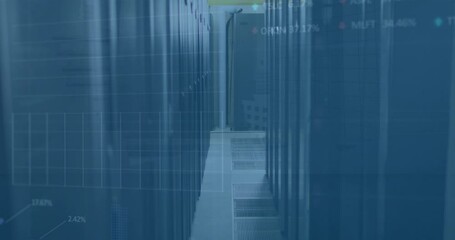 Poster - Animation of multiple graphs and stock market board over data center room