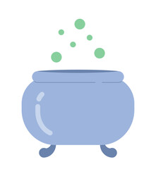 Poster - Witches brew in cauldron semi flat colour vector object. Boiling poison with bubbles. Magic cooking. Editable cartoon clip art icon on white background. Simple spot illustration for web graphic design