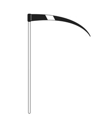 Poster - Grim Reaper scythe monochrome flat vector object. Grass mowing tool. Nightmare scythe. Editable black and white thin line icon. Simple cartoon clip art spot illustration for web graphic design