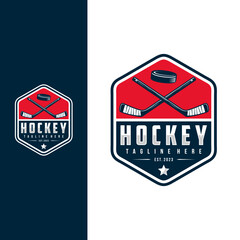 Wall Mural - Hockey badge emblem logo. Sports label vector illustration for a hockey club