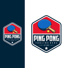 Wall Mural - Table tennis badge emblem logo. Sports label vector illustration for a ping pong club