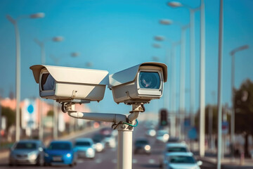 Sticker - Surveillance Camera Observing Busy Road Traffic