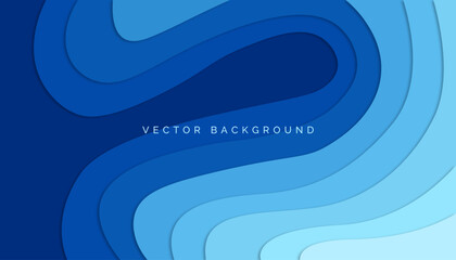 Poster - abstract blue gradient papercut style background