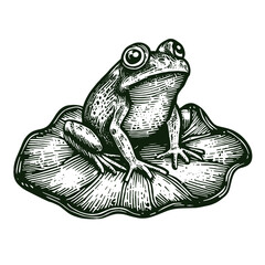Wall Mural - frog on a lily pad illustration