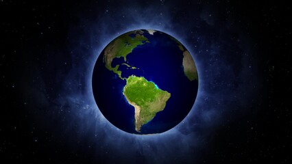 Wall Mural - earth spinning against the background of the galaxy and the starry sky. animation of planet earth ro