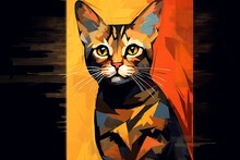 Digital Art Of Picasso Cat, Kitty Posing, Painting, Generative Ai