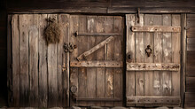 Weathered Wooden Textures And Vintage Door Hinges
