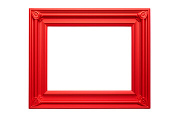 Red square picture frame isolated on white background with empty space for image. Mockup for design, photo, poster. 