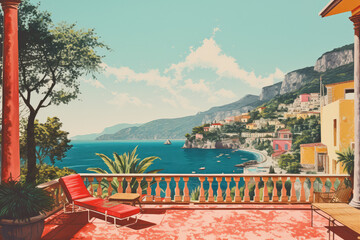 retro vintage postcard from sunny italy 1970 vibes ai generated art generative ai