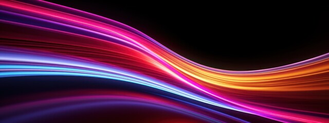 3d render, abstract background with colorful neon wavy lines